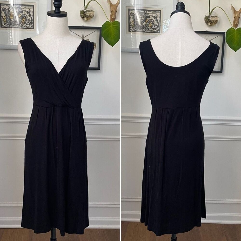 Garnet Hill Black Cross Top Sleeveless Dress Black S